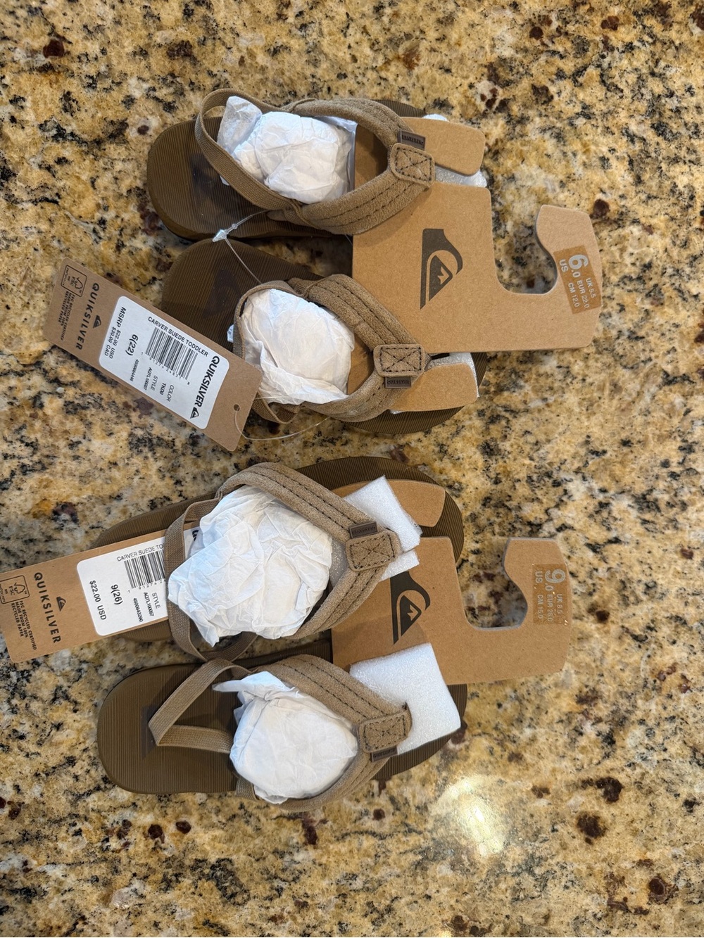 Quiksilver Kids Brown Tan Canvas Flip Sandals